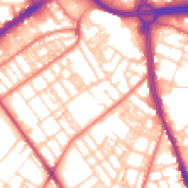 Daytime road noise heatmap for OL8 1FS