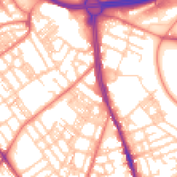 Daytime road noise heatmap for OL8 1HB