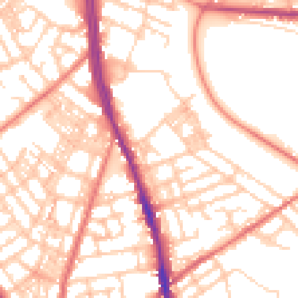Daytime road noise heatmap for OL8 1LN