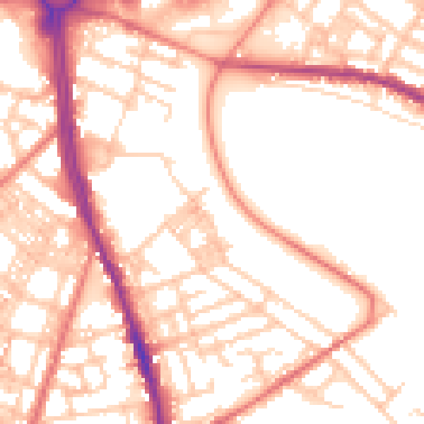 Daytime road noise heatmap for OL8 1LS