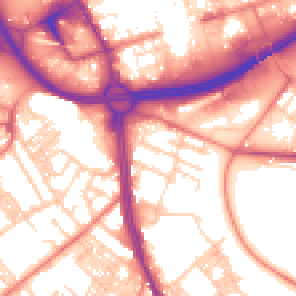 Daytime road noise heatmap for OL8 1NL
