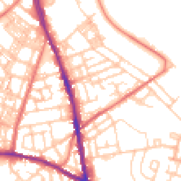 Daytime road noise heatmap for OL8 1PE
