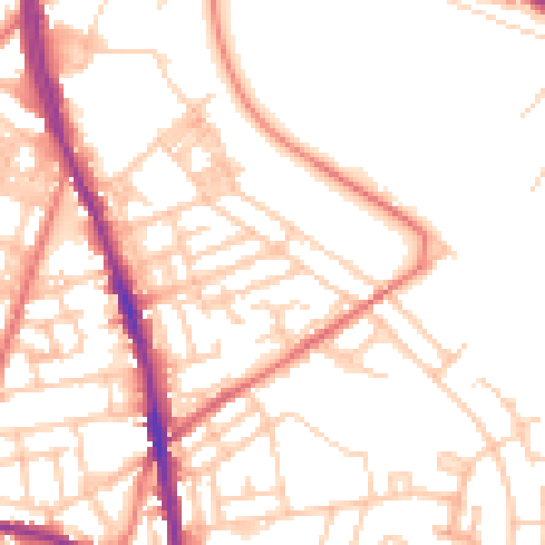 Daytime road noise heatmap for OL8 1PQ