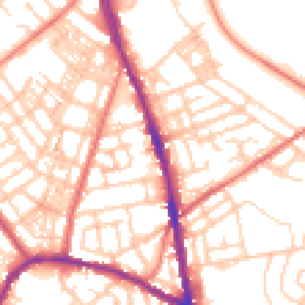 Daytime road noise heatmap for OL8 1QP