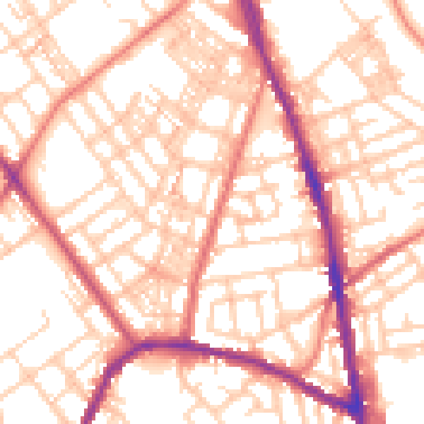 Daytime road noise heatmap for OL8 1QQ