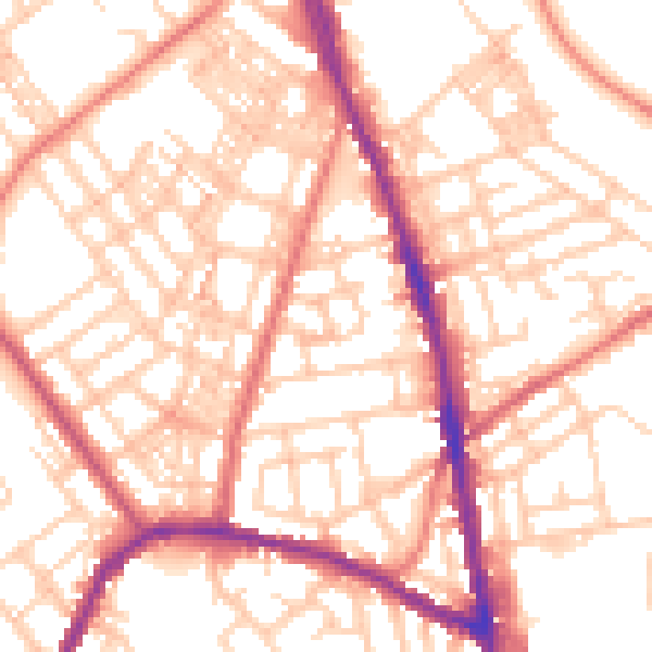 Daytime road noise heatmap for OL8 1RA