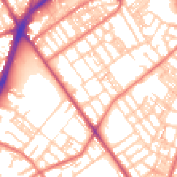 Daytime road noise heatmap for OL8 1RF