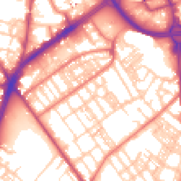 Daytime road noise heatmap for OL8 1SQ