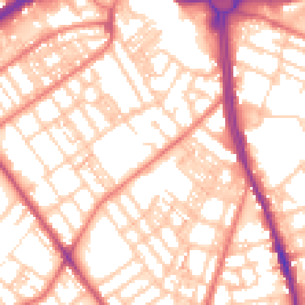 Daytime road noise heatmap for OL8 1TG