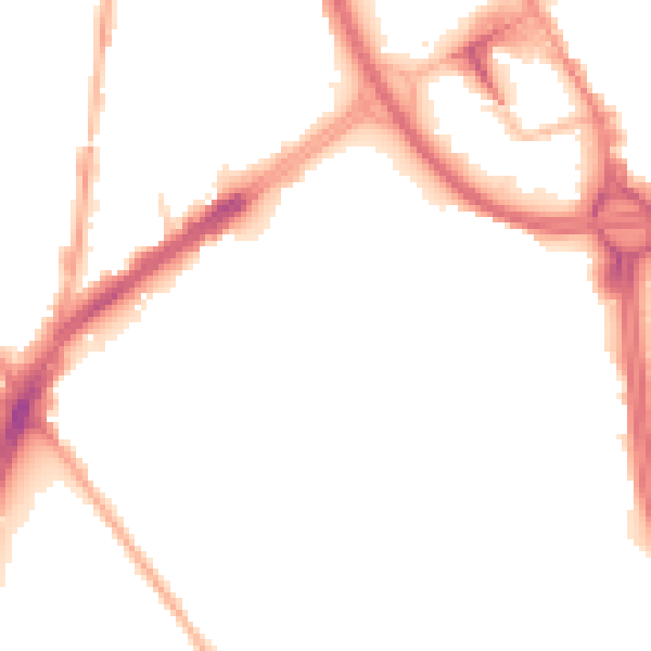 Night-time road noise heatmap for OL8 1UA
