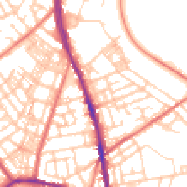 Daytime road noise heatmap for OL8 1XJ