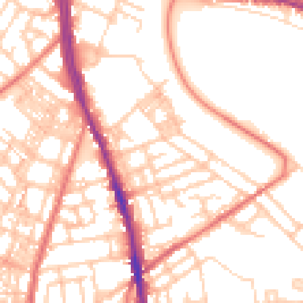Daytime road noise heatmap for OL8 1XL