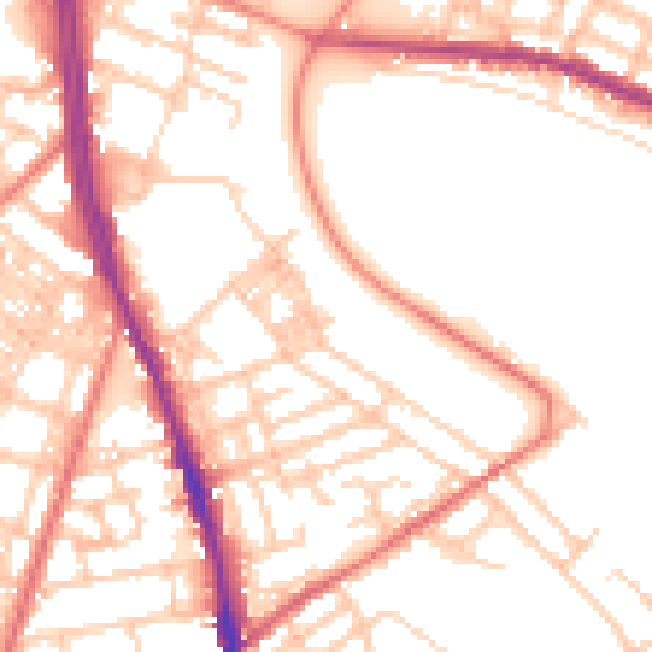 Daytime road noise heatmap for OL8 1XT