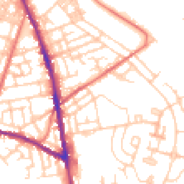 Daytime road noise heatmap for OL8 2AB