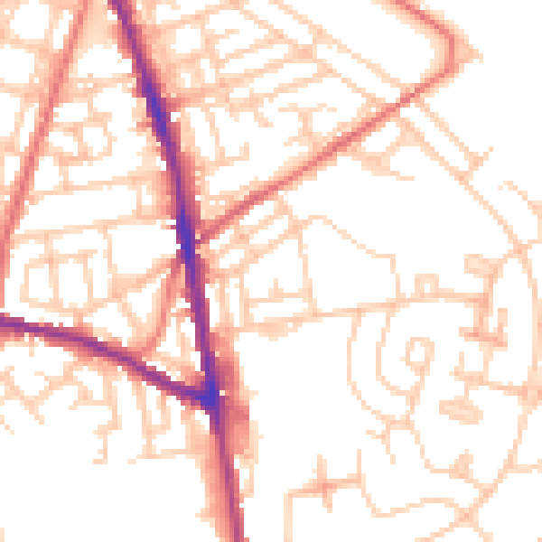 Daytime road noise heatmap for OL8 2AH