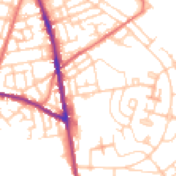 Daytime road noise heatmap for OL8 2AQ