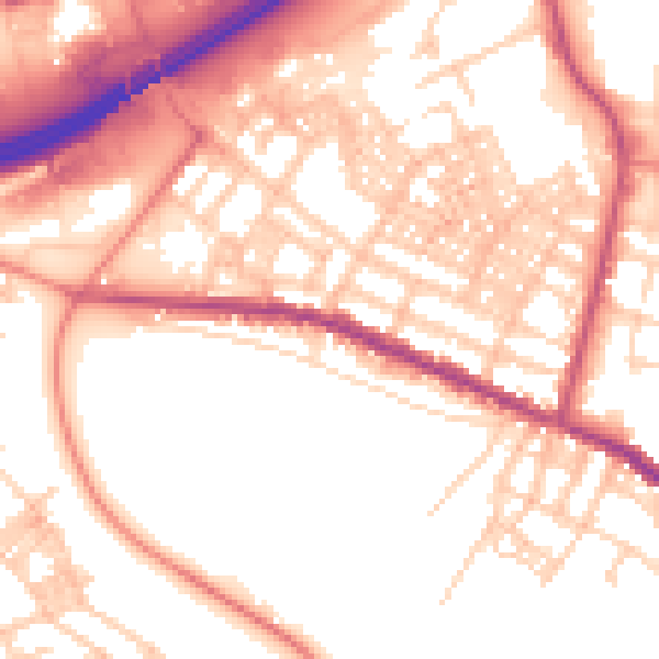 Daytime road noise heatmap for OL8 2AU