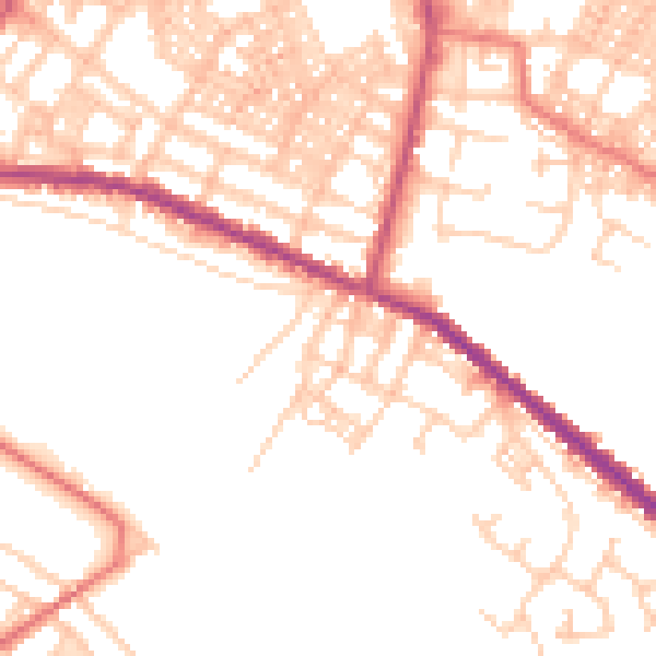 Daytime road noise heatmap for OL8 2BD
