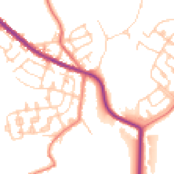 Daytime road noise heatmap for OL8 2EL
