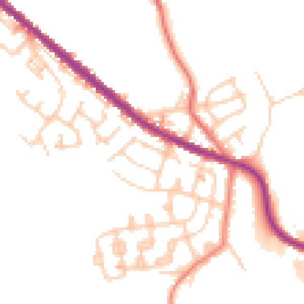Daytime road noise heatmap for OL8 2EP
