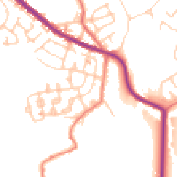 Daytime road noise heatmap for OL8 2EZ