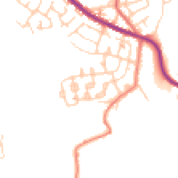 Daytime road noise heatmap for OL8 2HG