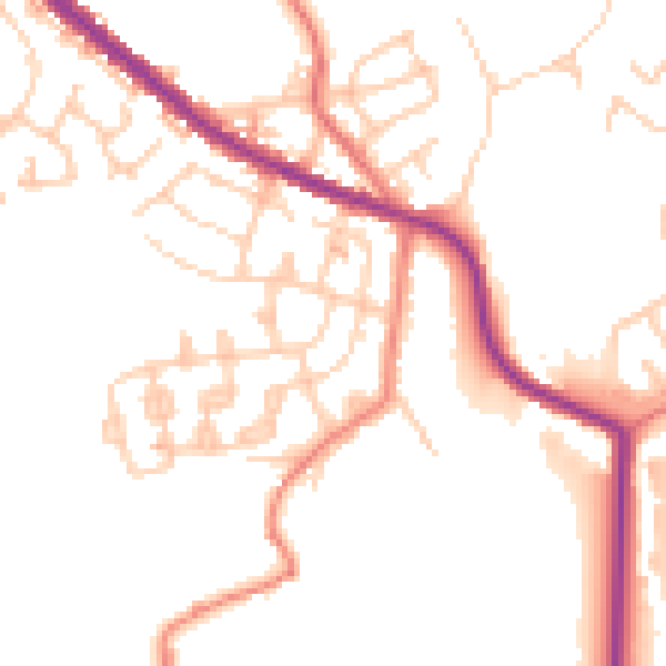 Daytime road noise heatmap for OL8 2HT