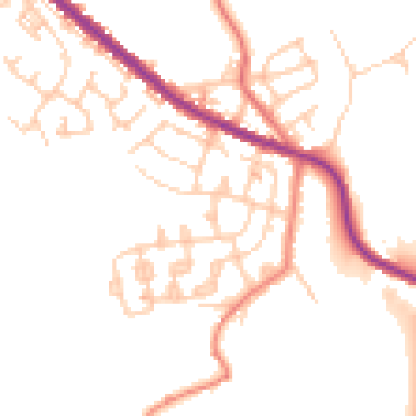 Daytime road noise heatmap for OL8 2HX