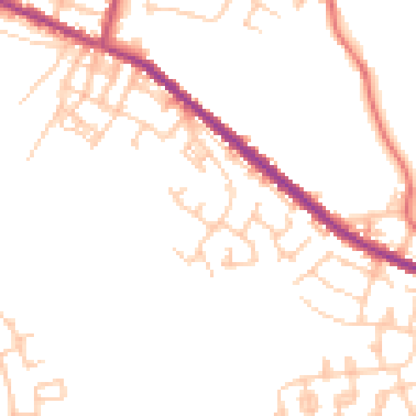 Daytime road noise heatmap for OL8 2JL
