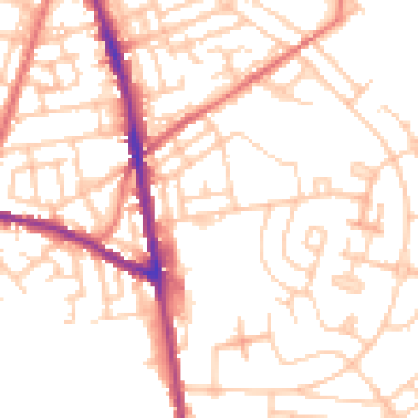 Daytime road noise heatmap for OL8 2NX