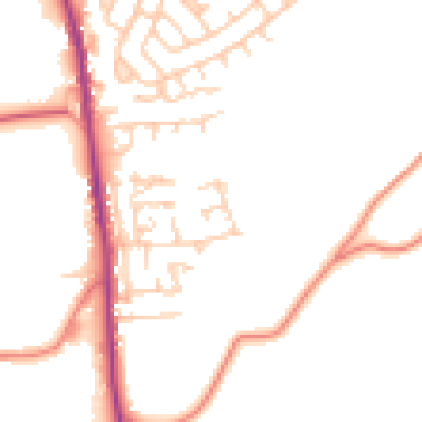 Daytime road noise heatmap for OL8 2UB