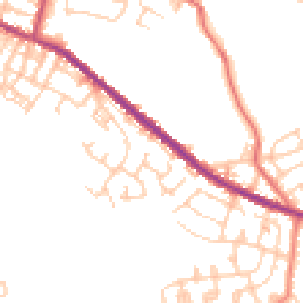 Daytime road noise heatmap for OL8 2XH