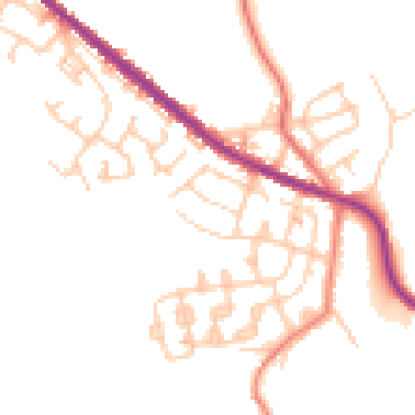 Daytime road noise heatmap for OL8 2XQ