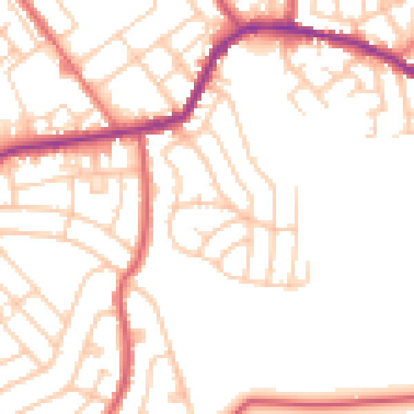 Daytime road noise heatmap for OL8 3AJ