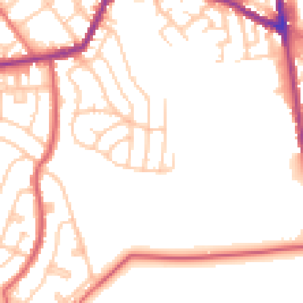 Daytime road noise heatmap for OL8 3AS