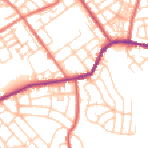 Daytime road noise heatmap for OL8 3BG