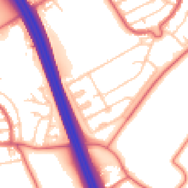 Daytime road noise heatmap for OL8 3BT