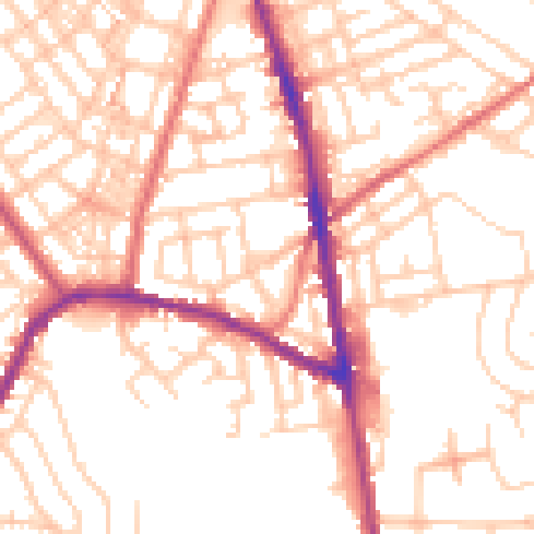 Daytime road noise heatmap for OL8 3DA