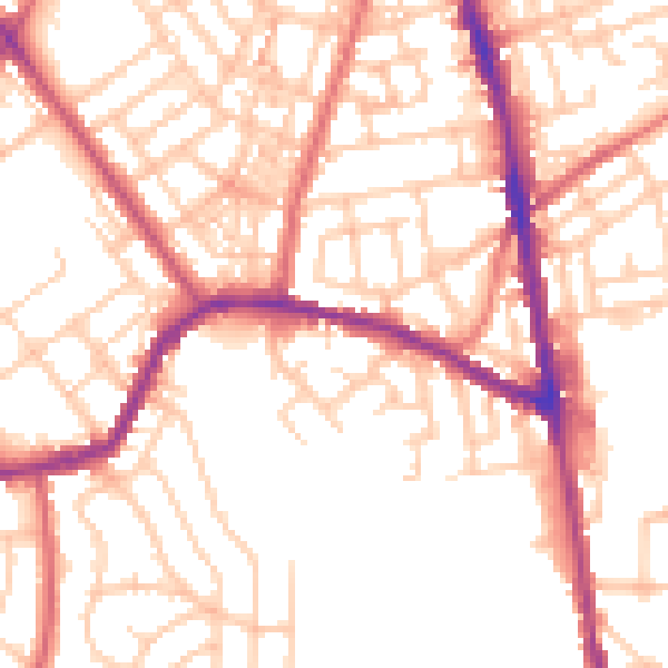 Daytime road noise heatmap for OL8 3DH