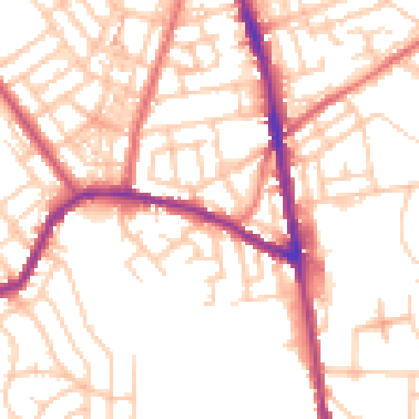 Daytime road noise heatmap for OL8 3DU