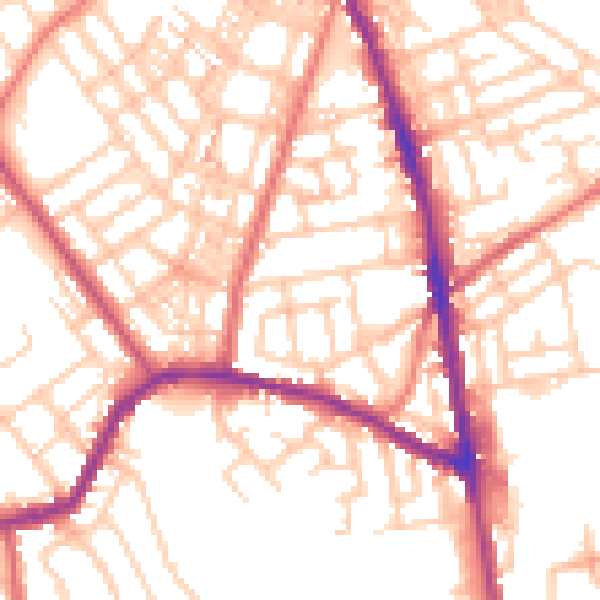 Daytime road noise heatmap for OL8 3DW