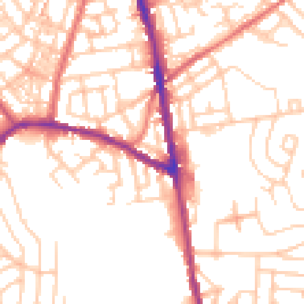 Daytime road noise heatmap for OL8 3EY
