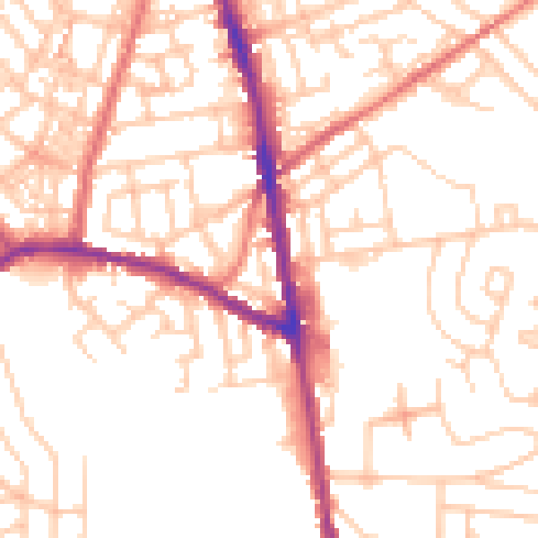 Daytime road noise heatmap for OL8 3EZ