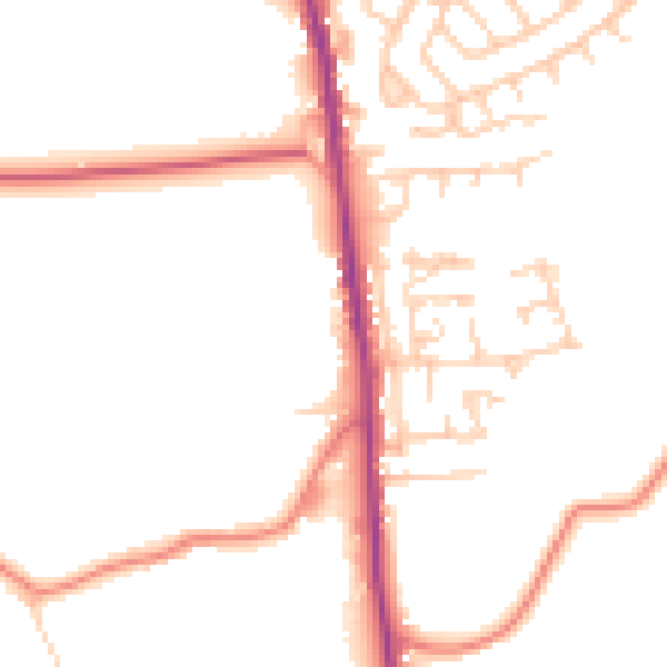 Daytime road noise heatmap for OL8 3HU