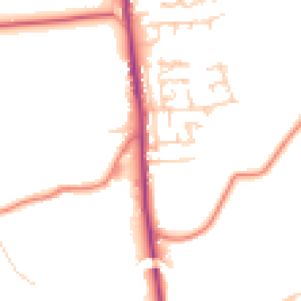 Daytime road noise heatmap for OL8 3JP
