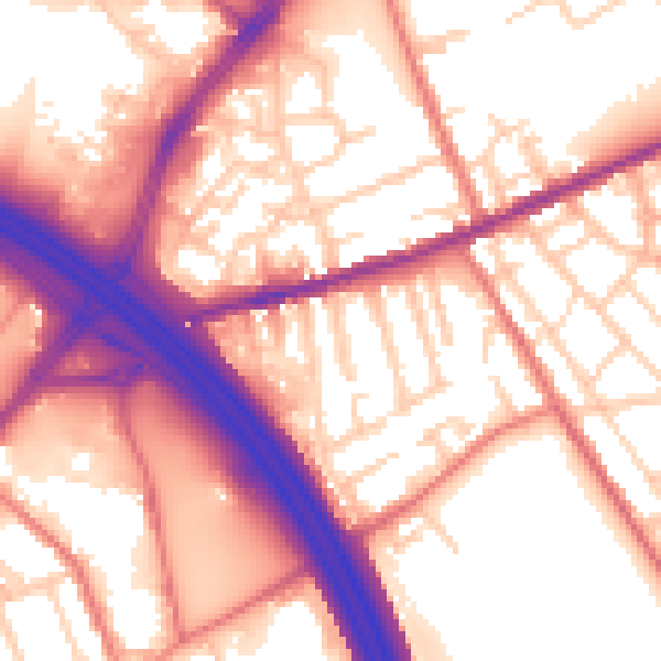 Daytime road noise heatmap for OL8 3PW