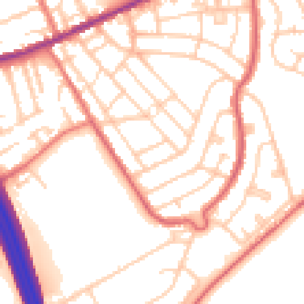 Daytime road noise heatmap for OL8 3SA