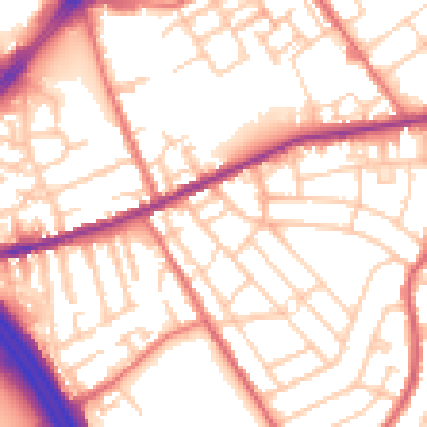 Daytime road noise heatmap for OL8 3SP