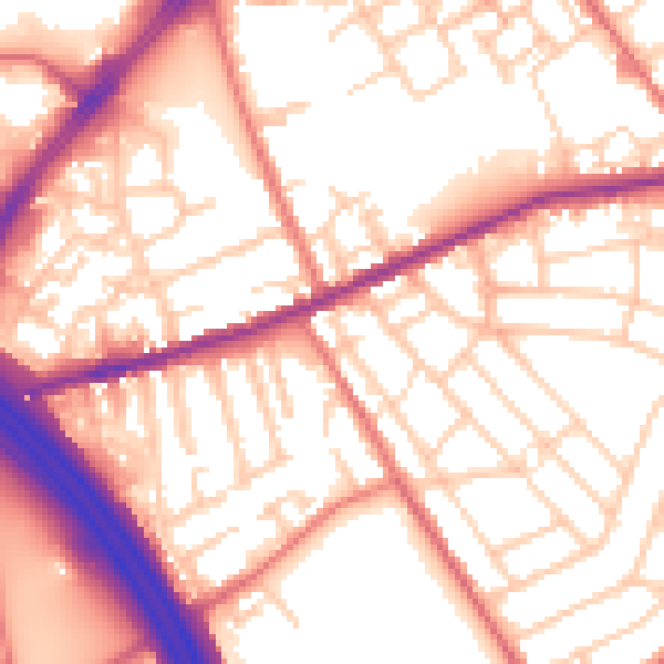 Daytime road noise heatmap for OL8 3SU
