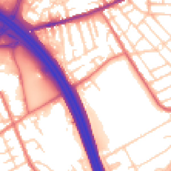 Daytime road noise heatmap for OL8 3TD